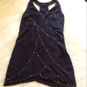 Wyton Women's Sleeveless Tunic Top Black with Silver XS